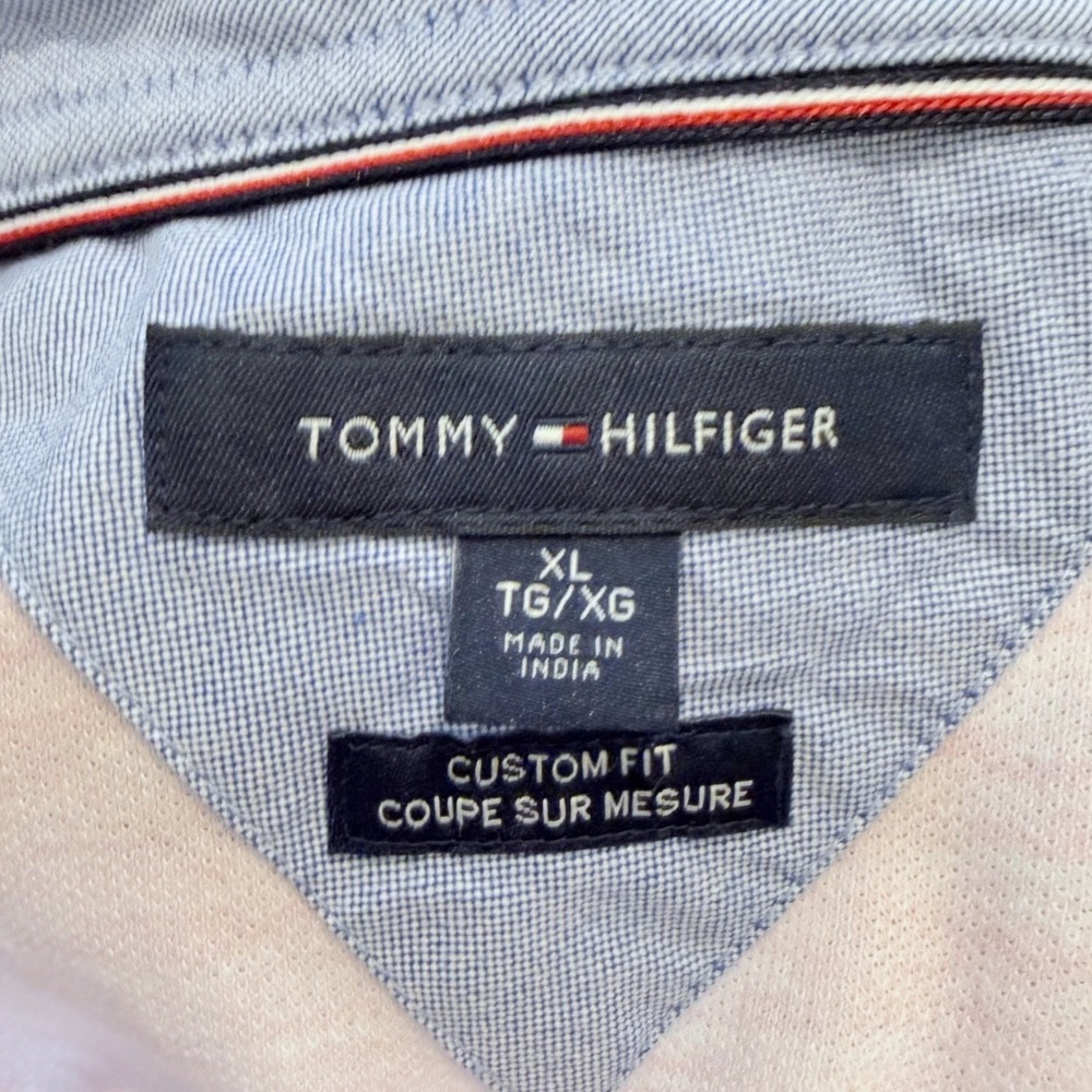 Tommy Hilfiger Mens XL Pink Custom‎ Fit Short Sleeve Polo Shirt Logo Slub Knit - Picture 5 of 6